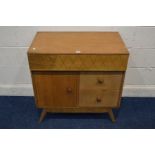 A MID 20TH CENTURY OAK CHEST OF DRAWERS, with a single door, width 76cm x depth 44cm x height 78cm