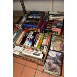 THREE BOXES OF BOOKS, authors including J R R Tolkien, Steven King, Len Deighton, Frederick Forsyth,