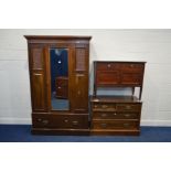 AN EDWARDIAN MAHOGANY SINGLE DOOR WARDROBE, with a single drawer, width 122cm x depth 46cm x