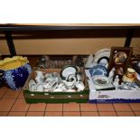 FOUR BOXES AND LOOSE CERAMICS AND GLASSWARE, including Royal Doulton 'Vanborough' No.H4992 part