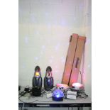 A QUANTITY OF DISCO LIGHTING, including two Prosound Preva scanners, two Chauvet Bob LED (one with