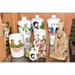 A GROUP OF 20TH CENTURY ORIENTAL CERAMICS, including Korean propoganda vases of baluster and