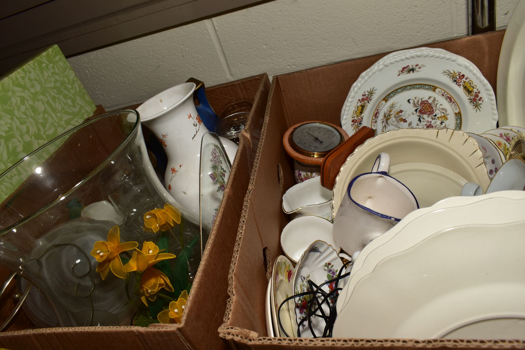SEVEN BOXES OF CERAMICS, GLASSWARE, OS MAPS, ETC, including Christmas ornament and boxed Christmas - Image 21 of 22