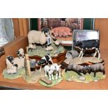A GROUP OF BORDER FINE ARTS SCULPTURES AND PLACE MATS, 'Spring Lambing' (Swaledale Lambs and Ewe'