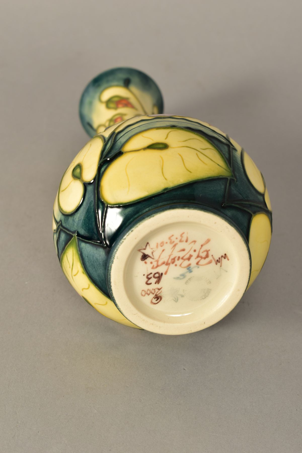 A MOORCROFT POTTERY BUD VASE, 'Sweet Thief' pattern, signed Rachel Bishop and No163, impressed - Image 8 of 8