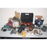 A COLLECTION OF ELECTRIC HAND TOOLS, to include a Makita electric planer (PAT fail, not gripped),