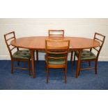 A MCINTOSH TEAK 1970'S EXTENDING DINING TABLE, rounded corners, one additional fold out leaf, on