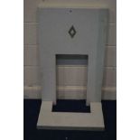 A SLIM MARBLE COMPOSITE FINISH FIRE PLACE, width 61cm x height 99.5cm (sd minor crack)