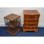 A SMALL MODERN YEW WOOD CHEST OF FOUR DRAWERS, on bracket feet, width 49cm x depth 39cm x height