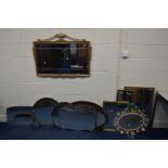 A QUANTITY OF VARIOUS MIRRORS, to include a gilt framed mirror (12)