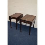 AN 18TH CENTURY OAK PEMBROKE TABLE, with a single drawer, open width 89cm x closed width 55cm x