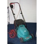 A BOSCH ROTAK 320 ELECTRIC LAWN MOWER, with grass box (PAT fail, cut in cable)