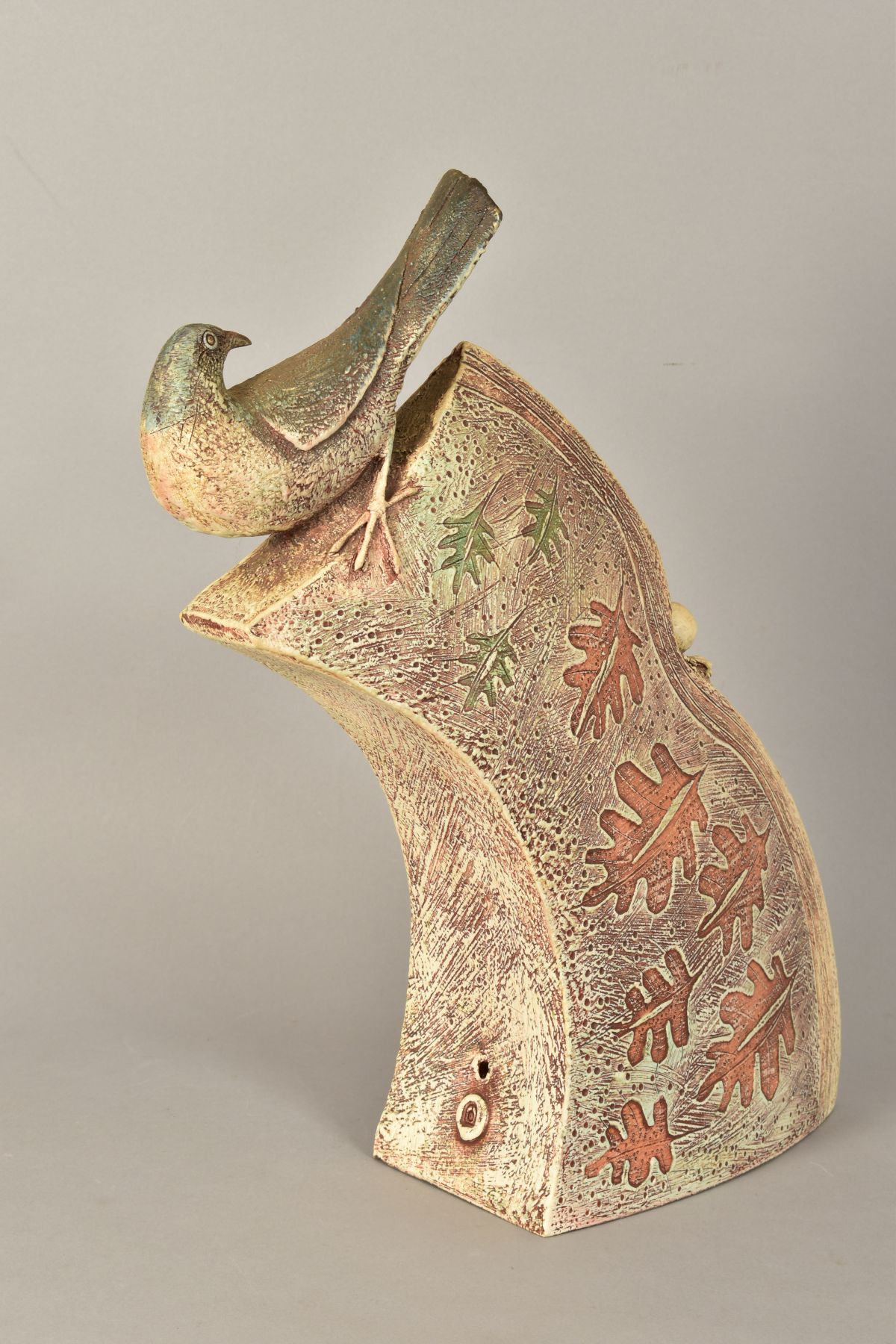 BLANDINE ANDERSON, a large stoneware sculpture of a bird atop of a rock with a nest and egg half way - Image 5 of 8
