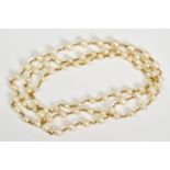 A GRADUATED CULTURED PEARL NECKLACE, each pearl threaded to a wire link, no clasp, necklace