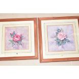 TWO OIL ON BOARD, each depicting a solitary rose, unsigned, mounted, framed and glazed, largest