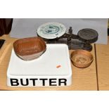 A MODERN CERAMIC BUTTER SLAB, having adhesive 'Butter' label, approximately 33cm wide x 27cm deep