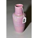 A RUSKIN POTTERY BALUSTER VASE WITH ELONGATED NECK, pink lustre and glaze, impressed marks, dated