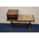 A MELLOWCRAFT OAK TELEPHONE TABLE, with a single drawer