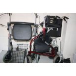 A DAYS FOLDING ALUMINIUM WHEELCHAIR, with foot attachments, together with a folding walker with