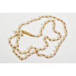 A SEED PEARL NECKLACE, each seed pearl threaded to a wire link, fitted to a box clasp, necklace