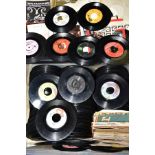 A TRAY CONTAINING OVER THREE HUNDRED UNSLEEVED 7'' SINGLES, including Them, The Who, Jethro Tull,