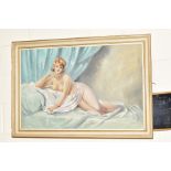 A VINTAGE STUDY OF A NUDE FIGURE, signed E Piola, oil on canvas over board, framed, kimage size
