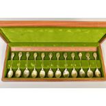 A CASED SET OF TWELVE 'THE ROYAL HORTICULTURAL SOCIETY FLOWER SPOONS', sponsor John Pinches,