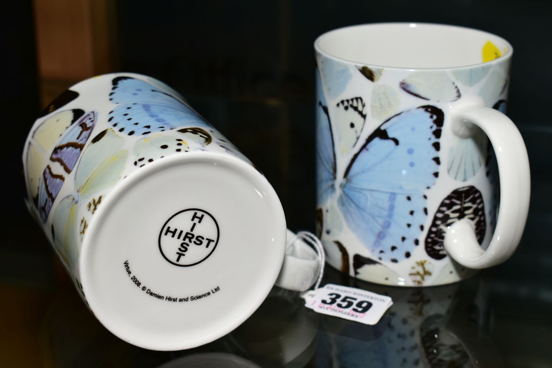 DAMIEN HIRST (BRITISH 1965) 'VIRTUE' a pair of butterfly wing design porcelain mugs, Hirst/Hirst - Image 2 of 2