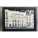 KATHARINE DOVE (BRITISH CONTEMPORARY) 'THEATRE ROYAL, HAYMARKET', a London building exterior, signed