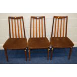 A SET OF THREE G PLAN FRESCO TEAK DINING CHAIRS, (3)