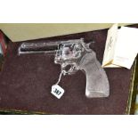 A BOXED ROYALES DE CHAMPAGNE crystal replica of a colt python 357 magnum gun