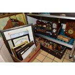THREE BOXES AND LOOSE SUNDRY ITEMS to include Roberts RM33 radio, Casio vintage style radio,
