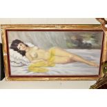 A VINTAGE NUDE FEMALE STUDY, signed Siena Nifosi? oil on canvas, framed, approximate size 59cm x