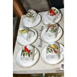 A BOXED ROYAL CHELSEA COFFEE SET, comprising six coffee cans and saucers, transfer printed with