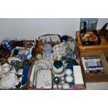 SEVEN BOXES AND LOOSE CERAMICS AND SUNDRY ITEMS, to include Paragon 'Belinda' part dinner/tea