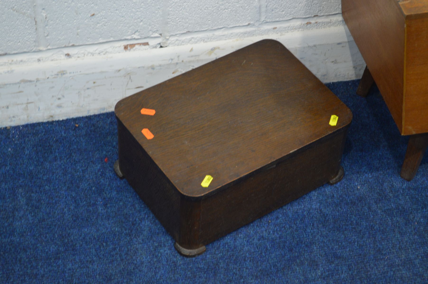 A MID 20TH CENTURY TEAK STEPPED WORK/SEWING BOX with two drawers (minor veneer damage) together with - Image 4 of 5