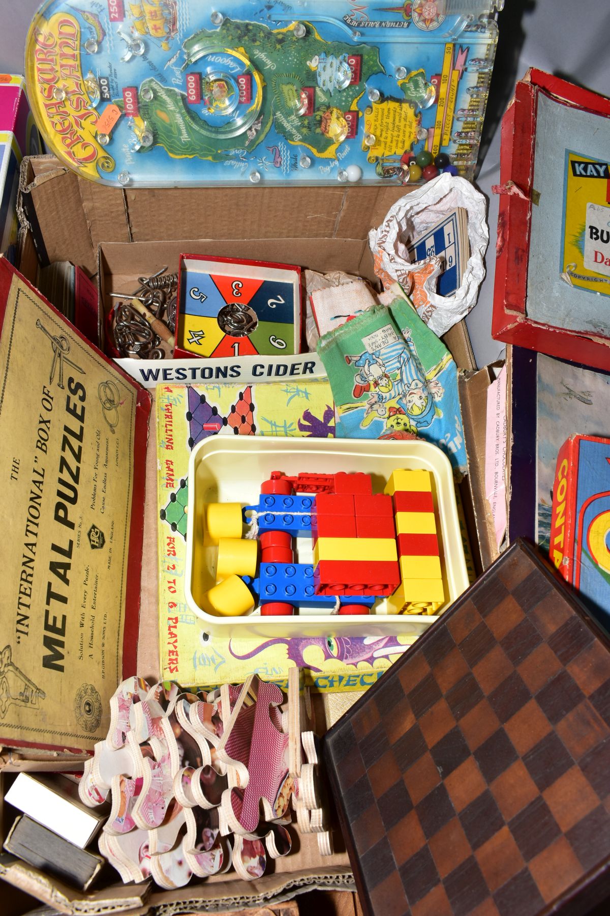 A QUANTITY OF VINTAGE TOYS AND GAMES, to include boxed PGP 'BRRRR' car racing game, Marx 'Treasure - Image 2 of 2