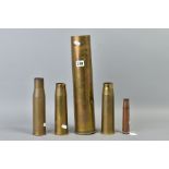 FIVE ARTILLERY SHELL CASINGS, tallest approximately 390mm