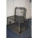 TWO FOLDING DOG CAGES, one 89cm x 61cm x 64cm high, the other 60cm x 43cm x 51cm high (2)