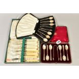 A CASED SET OF SIX EDWARDIAN SILVER TEASPOONS AND SUGAR TONGS, makers Goldsmiths & Silversmiths Co