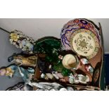 A BOX AND LOOSE CERAMICS etc, to include an Italian Art Deco style porcelain sculpture of a female