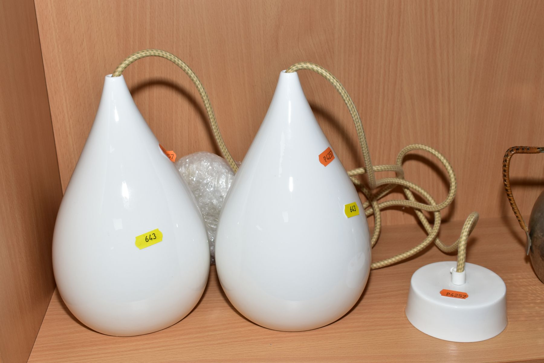TWO BOXED WHITE CERAMIC CONRAN SHOP PENDANT DROP LIGHT FITTINGS, model No.345 by the Original BTC, - Image 2 of 3