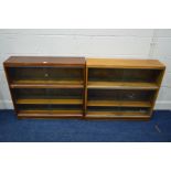 TWO MINTY TWO TIER BOOKCASE with double glazed doors, width 89cm x depth 23cm x height 82cm