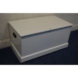 A VICTORIAN WHITE PAINTED PINE TOOL CHEST, width 95cm x depth 52cm x height 48cm