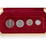 A SET OF 1903 MAUNDAY MONEY, to include four coins together with a fitted red velvet lined cream