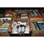 FIVE BOXES OF BOOKS, together with a box of ceramics and glass, book subjects include Natural