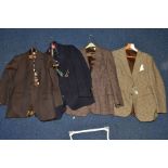 GENTS JACKETS AND TROUSERS comprising a John Justin Thornproof twist tweed sports jacket, a