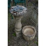 A COMPOSITE GARDEN STAND, previously either a sun dial, with a later loose bird dish, approximate