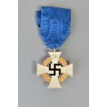 A GERMAN 3RD REICH FAITHFUL SERVICE MEDAL '50' ON TOP ARM OF CROSS, gold and silver with black