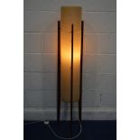 NOVOPLAST, A SPUN FIBREGLASS ROCKET LAMP, c.1960's, raised on three teak supports and triple tier